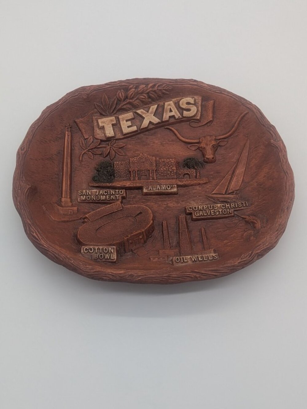 Vintage Texas Souvenir Decorative Bowl Alamo San Jacinto Monument Taco Has Wear